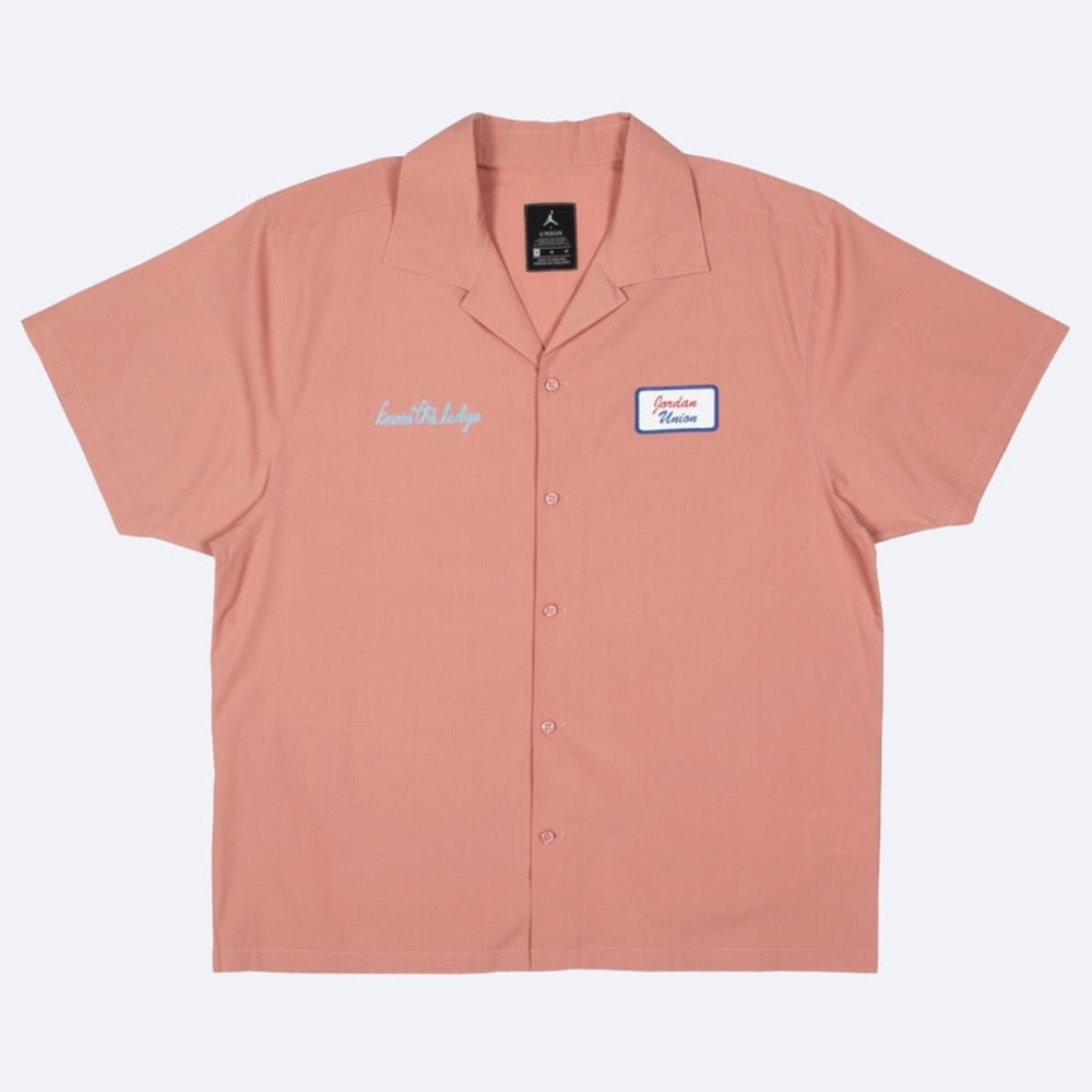 Jordan x Union Mechanic Shirt Button Down Pink Salmon Nike LA Rare Streetstyle